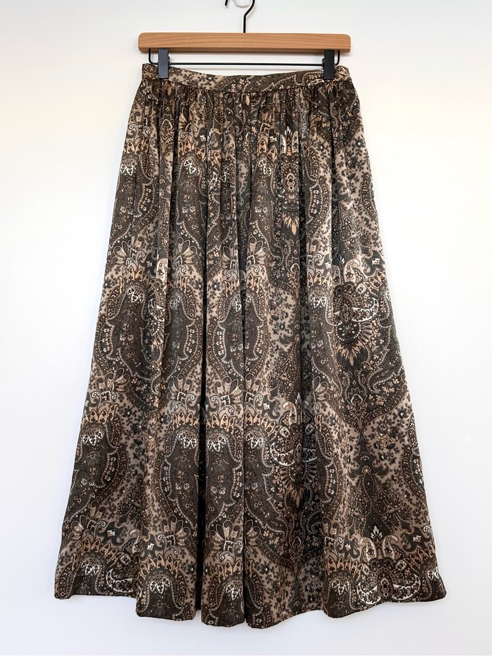 Pure Silk Vtg Flowy Midi Skirt